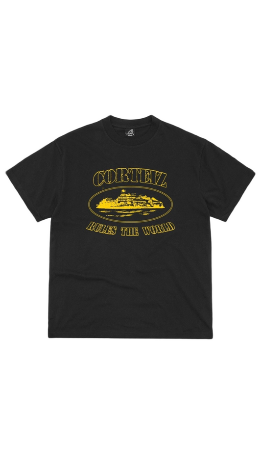Corteiz Glow In The Dark OG Alcatraz Tee “Black Yellow”